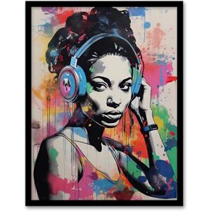 Artery8 Woman Wearing Headphones Splat Art Colourful Painting Wall Mural Detail Baltimore Club Music Artwork Framed Wall Art Print A4 Artery8 Woman Wearing Headphones Splat Art Colourful Painting Wall Mural Detail Baltimore Club Music Artwork Framed Wall Art Print A4