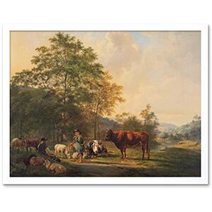Artery8 Van Os Hilly Landscape Shepherd Cattle Painting Art Print Framed Poster Wall Decor 12x16 inch Artery8 Van Os Hilly Landscape Shepherd Cattle Painting Art Print Framed Poster Wall Decor 12x16 inch