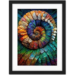 Doppelganger33 LTD Bright Multicoloured Ammonite Fossil Artwork Framed Wall Art Print 18X24 Inch Doppelganger33 LTD Bright Multicoloured Ammonite Fossil Artwork Framed Wall Art Print 18X24 Inch