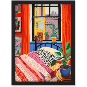 Artery8 The Artist's Bedroom Henri Matisse Style Vibrant Patterns Colourful Oil Painting Artwork Framed A3 Wall Art Print Artery8 The Artist's Bedroom Henri Matisse Style Vibrant Patterns Colourful Oil Painting Artwork Framed A3 Wall Art Print