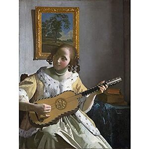 Artery8 Jan Vermeer Young Woman Playing Guitar Painting Art Print Canvas Premium Wall Decor Poster Mural Artery8 Jan Vermeer Young Woman Playing Guitar Painting Art Print Canvas Premium Wall Decor Poster Mural