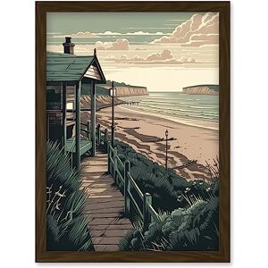 Artery8 - Summer Beach House Landscape - Framed Wall Art Artery8 - Summer Beach House Landscape - Framed Wall Art