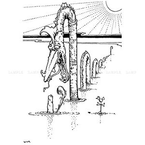 Wee Blue Coo Dragon Monster Uncle Lubin Heath Robinson Wall Art Print Wee Blue Coo Dragon Monster Uncle Lubin Heath Robinson Wall Art Print