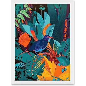 Artery8 - Bird in Tropical Forest - A4 - White - Wall Art Artery8 - Bird in Tropical Forest - A4 - White - Wall Art