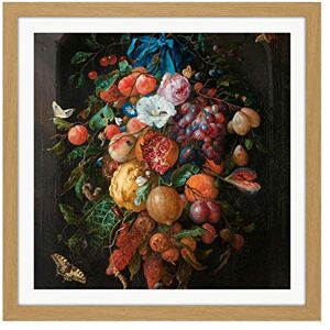 Artery8 De Heem Still Life Festoon Of Fruit And Flowers Square Wooden Framed Wall Art Print Picture 16X16 Inch Artery8 De Heem Still Life Festoon Of Fruit And Flowers Square Wooden Framed Wall Art Print Picture 16X16 Inch