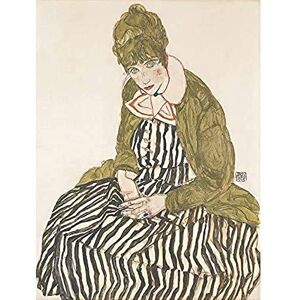 Fine Art Prints Egon Schiele Edith With Striped Dress Sitting Unframed Wall Art Print Poster Home Decor Premium Fine Art Prints Egon Schiele Edith With Striped Dress Sitting Unframed Wall Art Print Poster Home Decor Premium