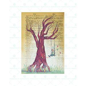 Wee Blue Coo Upcycle Dictionary Treeswing Girl Butterflies Wall Art Print Wee Blue Coo Upcycle Dictionary Treeswing Girl Butterflies Wall Art Print