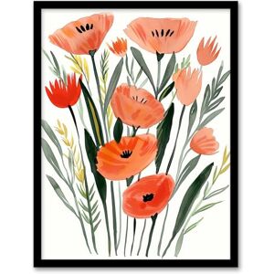 Artery8 Abstract Wild Poppy Flowers Boho Floral Painting Living Room Artwork Framed Wall Art Print A4 Artery8 Abstract Wild Poppy Flowers Boho Floral Painting Living Room Artwork Framed Wall Art Print A4