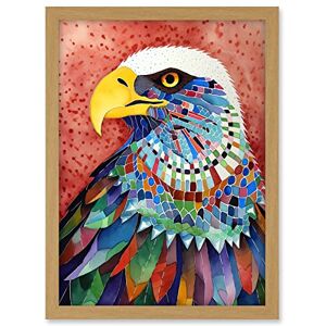 Artery8 Bald Eagle Bird With Multicoloured Feathers Folk Art Watercolour Painting Artwork Framed A3 Wall Art Print Artery8 Bald Eagle Bird With Multicoloured Feathers Folk Art Watercolour Painting Artwork Framed A3 Wall Art Print