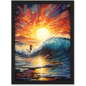 Artery8 Sunset Surf Waves Surfing Artwork Vibrant Blue Purple Orange Setting Sun Behind Surfer in Wavy Seascape Artwork Framed A3 Wall Art Print Artery8 Sunset Surf Waves Surfing Artwork Vibrant Blue Purple Orange Setting Sun Behind Surfer in Wavy Seascape Artwork Framed A3 Wall Art Print