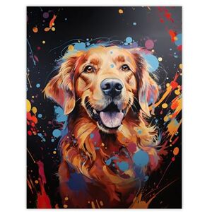 Artery8 Red Golden Retriever Dog Lover Gift Pet Portrait Orange Blue on Black Artwork Painting Extra Large XL Wall Art Poster Print Artery8 Red Golden Retriever Dog Lover Gift Pet Portrait Orange Blue on Black Artwork Painting Extra Large XL Wall Art Poster Print