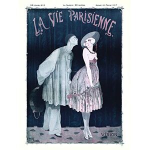 Artery8 La Vie Parisienne Kissing Pierrot Clown Magazine Cover Premium Wall Art Canvas Print 18X24 Inch Artery8 La Vie Parisienne Kissing Pierrot Clown Magazine Cover Premium Wall Art Canvas Print 18X24 Inch