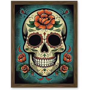 Artery8 Day of Dead Skull Old School USA Tattoo Ink Body Rockabilly Americana 50s Artwork Framed Wall Art Print 18X24 Inch Artery8 Day of Dead Skull Old School USA Tattoo Ink Body Rockabilly Americana 50s Artwork Framed Wall Art Print 18X24 Inch