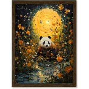 Artery8 Harvest Moon Panda Landscape Oil Painting Panda Bear in a Wildflower Meadow with Flowing Stream Kids Bedroom Artwork Framed Wall Art Print A4 Artery8 Harvest Moon Panda Landscape Oil Painting Panda Bear in a Wildflower Meadow with Flowing Stream Kids Bedroom Artwork Framed Wall Art Print A4