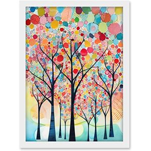 Artery8 Colourful Trees Blooming In Spring Folk Art Watercolour Painting Artwork Framed A3 Wall Art Print Artery8 Colourful Trees Blooming In Spring Folk Art Watercolour Painting Artwork Framed A3 Wall Art Print