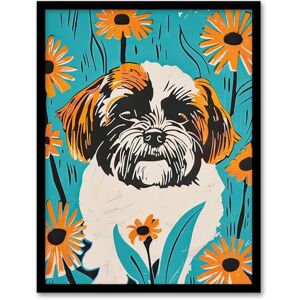 Artery8 Vibrant Shih Tzu Daisy Portrait Dog Lover Floral Living Room Artwork Framed Wall Art Print 18X24 Inch Artery8 Vibrant Shih Tzu Daisy Portrait Dog Lover Floral Living Room Artwork Framed Wall Art Print 18X24 Inch