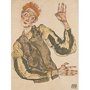 Fine Art Prints Egon Schiele Self Portrait With Striped Armlets Art Print Canvas Premium Wall Decor Poster Mural Fine Art Prints Egon Schiele Self Portrait With Striped Armlets Art Print Canvas Premium Wall Decor Poster Mural