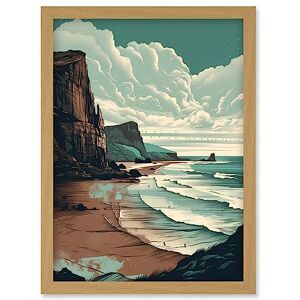 Artery8 Bay with Cliffs Dramatic Coastal Landscape Artwork Framed Wall Art Print A4 Artery8 Bay with Cliffs Dramatic Coastal Landscape Artwork Framed Wall Art Print A4