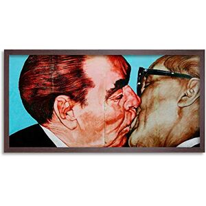 Wee Blue Coo Graffiti Brezhnev Honecker Kissing Long Panel Framed Wall Art Print Wee Blue Coo Graffiti Brezhnev Honecker Kissing Long Panel Framed Wall Art Print