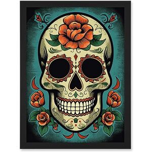 Artery8 Day of Dead Skull Old School USA Tattoo Ink Body Rockabilly Americana 50s Artwork Framed A3 Wall Art Print Artery8 Day of Dead Skull Old School USA Tattoo Ink Body Rockabilly Americana 50s Artwork Framed A3 Wall Art Print