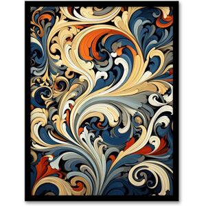 Artery8 Arabesque Design Detail in Blue Orange and Red Ornate Botanical Pattern Artwork Framed Wall Art Print A4 Artery8 Arabesque Design Detail in Blue Orange and Red Ornate Botanical Pattern Artwork Framed Wall Art Print A4