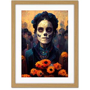 Doppelganger33 LTD Day Of Dead Skull Marigold Flowers Artwork Framed Wall Art Print 18X24 Inch Doppelganger33 LTD Day Of Dead Skull Marigold Flowers Artwork Framed Wall Art Print 18X24 Inch