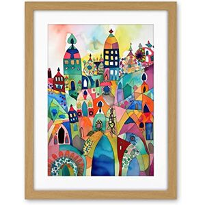Artery8 Cityscape Abstract Folk Art Vibrant Multicoloured Watercolour Painting Artwork Framed Wall Art Print 18X24 Inch Artery8 Cityscape Abstract Folk Art Vibrant Multicoloured Watercolour Painting Artwork Framed Wall Art Print 18X24 Inch