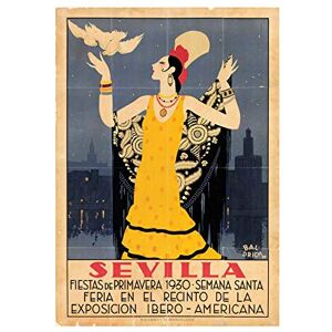 Wee Blue Coo Travel Seville Spain American Festival Woman Bird Picture Wall Art Print Wee Blue Coo Travel Seville Spain American Festival Woman Bird Picture Wall Art Print