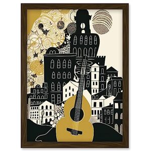 Artery8 - Edinburgh Cityscape Fringe Festival Guitar Linocut Artwork - A4 - Brown - Wall Art Print Artery8 - Edinburgh Cityscape Fringe Festival Guitar Linocut Artwork - A4 - Brown - Wall Art Print