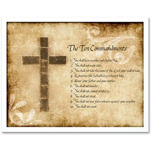Wee Blue Coo Ten 10 Commandments Cross Christian Religious Quote Typography Art Print Framed Poster Wall Decor 12X16 Inch Wee Blue Coo Ten 10 Commandments Cross Christian Religious Quote Typography Art Print Framed Poster Wall Decor 12X16 Inch