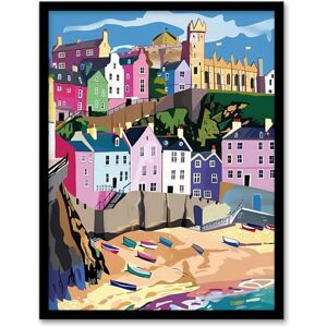 Artery8 Tenby Harbour Beach Coastal Townscape Colourful Living Room Artwork Framed Wall Art Print A4 Artery8 Tenby Harbour Beach Coastal Townscape Colourful Living Room Artwork Framed Wall Art Print A4