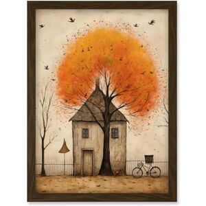 Artery8 Country House Autumn Tree Oil Painting Orange Brown Bicycle on Fence Rural Life Artwork Framed Wall Art Print A4 Artery8 Country House Autumn Tree Oil Painting Orange Brown Bicycle on Fence Rural Life Artwork Framed Wall Art Print A4