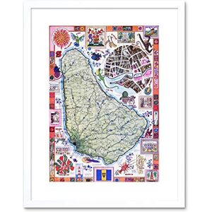 Wee Blue Coo Travel Barbados Caribbean Tropical Map Vintage Advert Framed Wall Art Print Wee Blue Coo Travel Barbados Caribbean Tropical Map Vintage Advert Framed Wall Art Print