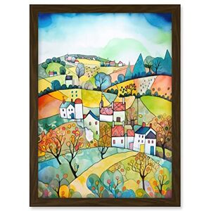 Artery8 English Country Rural Landscape Folk Art Watercolour Painting Artwork Framed A3 Wall Art Print Artery8 English Country Rural Landscape Folk Art Watercolour Painting Artwork Framed A3 Wall Art Print