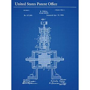 Artery8 Tesla Steam Engine 1894 View 1 Vintage Patent Plan Art Print Canvas Premium Wall Decor Poster Mural Artery8 Tesla Steam Engine 1894 View 1 Vintage Patent Plan Art Print Canvas Premium Wall Decor Poster Mural