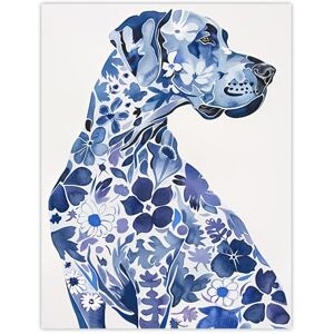 Artery8 Floral Great Dane Blue Dog Lover Pet Portrait Living Room Extra Large XL Wall Art Poster Print Artery8 Floral Great Dane Blue Dog Lover Pet Portrait Living Room Extra Large XL Wall Art Poster Print
