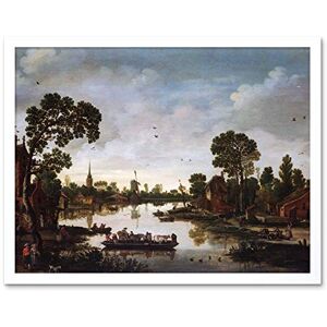 Artery8 Van De Velde Cattle Ferry Boat Landscape Painting Art Print Framed Poster Wall Decor 12x16 inch Artery8 Van De Velde Cattle Ferry Boat Landscape Painting Art Print Framed Poster Wall Decor 12x16 inch