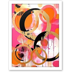 Artery8 Abstract Circles Oil Painting Bright Pink Orange Gold Black Geometric Drip Paint Artwork Framed Wall Art Print 18X24 Inch Artery8 Abstract Circles Oil Painting Bright Pink Orange Gold Black Geometric Drip Paint Artwork Framed Wall Art Print 18X24 Inch