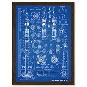 Artery8 - Soyuz Rocket USSR Blueprint A4 - Brown - One Size - Artwork Artery8 - Soyuz Rocket USSR Blueprint A4 - Brown - One Size - Artwork