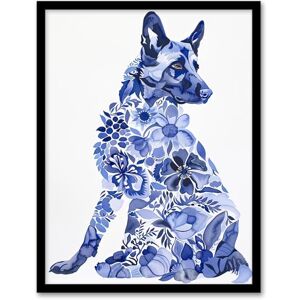 Artery8 Dog Lover Floral Alsatian Blue Watercolour Living Room Artwork Framed Wall Art Print A4 Artery8 Dog Lover Floral Alsatian Blue Watercolour Living Room Artwork Framed Wall Art Print A4