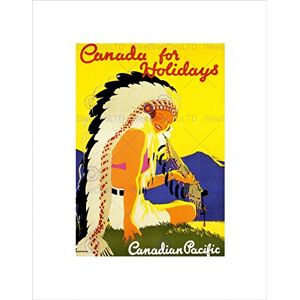 Wee Blue Coo Travel Train Rail Native American Headdress Girl Canada Wall Art Print Wee Blue Coo Travel Train Rail Native American Headdress Girl Canada Wall Art Print