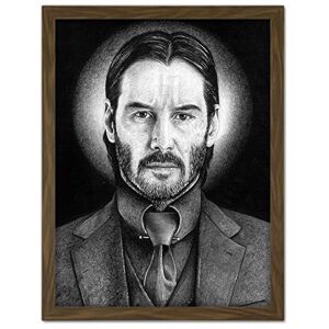 Wee Blue Coo Wick Keanu Reeves Assassin Wayne Maguire Artwork Framed Wall Art Print 18X24 Inch Wee Blue Coo Wick Keanu Reeves Assassin Wayne Maguire Artwork Framed Wall Art Print 18X24 Inch