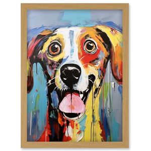 Artery8 Colourful Dog Portrait Artwork by Jason Brydson Happy Face Oil Painting Bold Bright Vibrant Artwork Framed Wall Art Print A4 Artery8 Colourful Dog Portrait Artwork by Jason Brydson Happy Face Oil Painting Bold Bright Vibrant Artwork Framed Wall Art Print A4