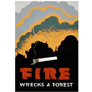Wee Blue Coo Vintage Ad Forest Fire Smoke Flame USA Wall Art Print Wee Blue Coo Vintage Ad Forest Fire Smoke Flame USA Wall Art Print