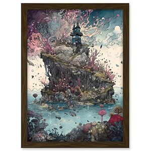 Artery8 Fantasy World Coastal Island Landscape Nymph House Magical Marine Life Flying Fish Seaweed Cloud Artwork Framed A3 Wall Art Print Artery8 Fantasy World Coastal Island Landscape Nymph House Magical Marine Life Flying Fish Seaweed Cloud Artwork Framed A3 Wall Art Print