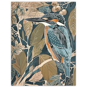 Artery8 Kingfisher Bird on Tree Branch Blue Botanical Living Room Extra Large XL Wall Art Poster Print Artery8 Kingfisher Bird on Tree Branch Blue Botanical Living Room Extra Large XL Wall Art Poster Print