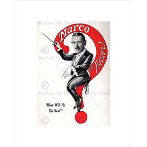 Wee Blue Coo MARCO THE MAGICIAN VINTAGE ADVERT BLACK FRAME FRAMED ART PRINT PICTURE B12X2526 Wee Blue Coo MARCO THE MAGICIAN VINTAGE ADVERT BLACK FRAME FRAMED ART PRINT PICTURE B12X2526