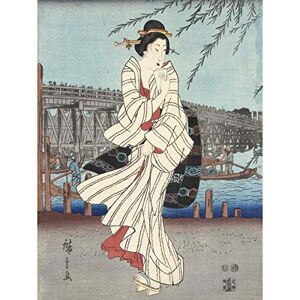 Artery8 Hiroshige Evening Breeze At The Ryogoku Bridge Premium Wall Art Canvas Print 18X24 Inch Artery8 Hiroshige Evening Breeze At The Ryogoku Bridge Premium Wall Art Canvas Print 18X24 Inch