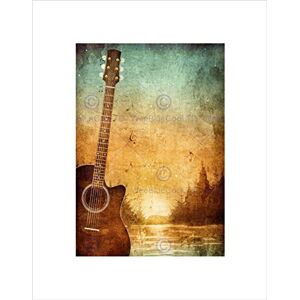 Wee Blue Coo Painting Illustration Faded Guitar Music Landscape Wall Art Print Wee Blue Coo Painting Illustration Faded Guitar Music Landscape Wall Art Print