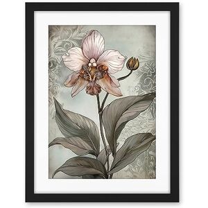 Artery8 Art Nouveau Pink Orchid Bloom Flower Watercolour Artwork Framed Wall Art Print 18X24 Inch Artery8 Art Nouveau Pink Orchid Bloom Flower Watercolour Artwork Framed Wall Art Print 18X24 Inch